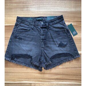 Wild Fable Womens High-Rise Distressed Frayed Hem Black Denim Shorts Size 6